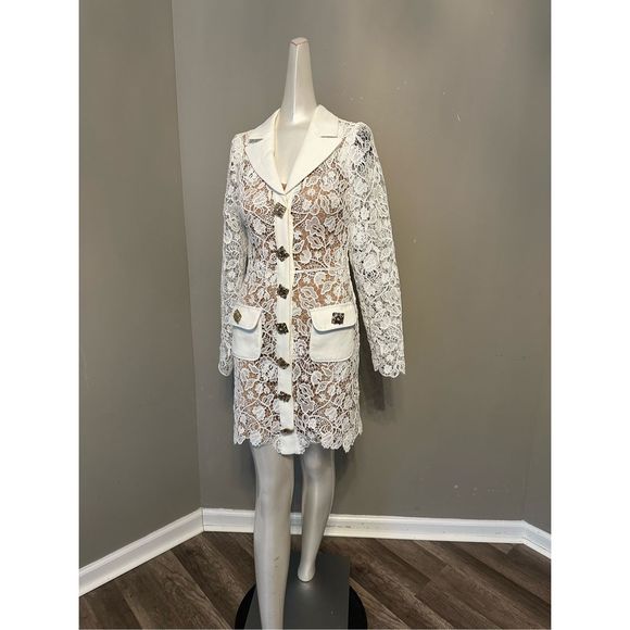 Self-Portrait Magnolia Lace Button-Front Minidress US 2 $510 - Picture 6 of 9